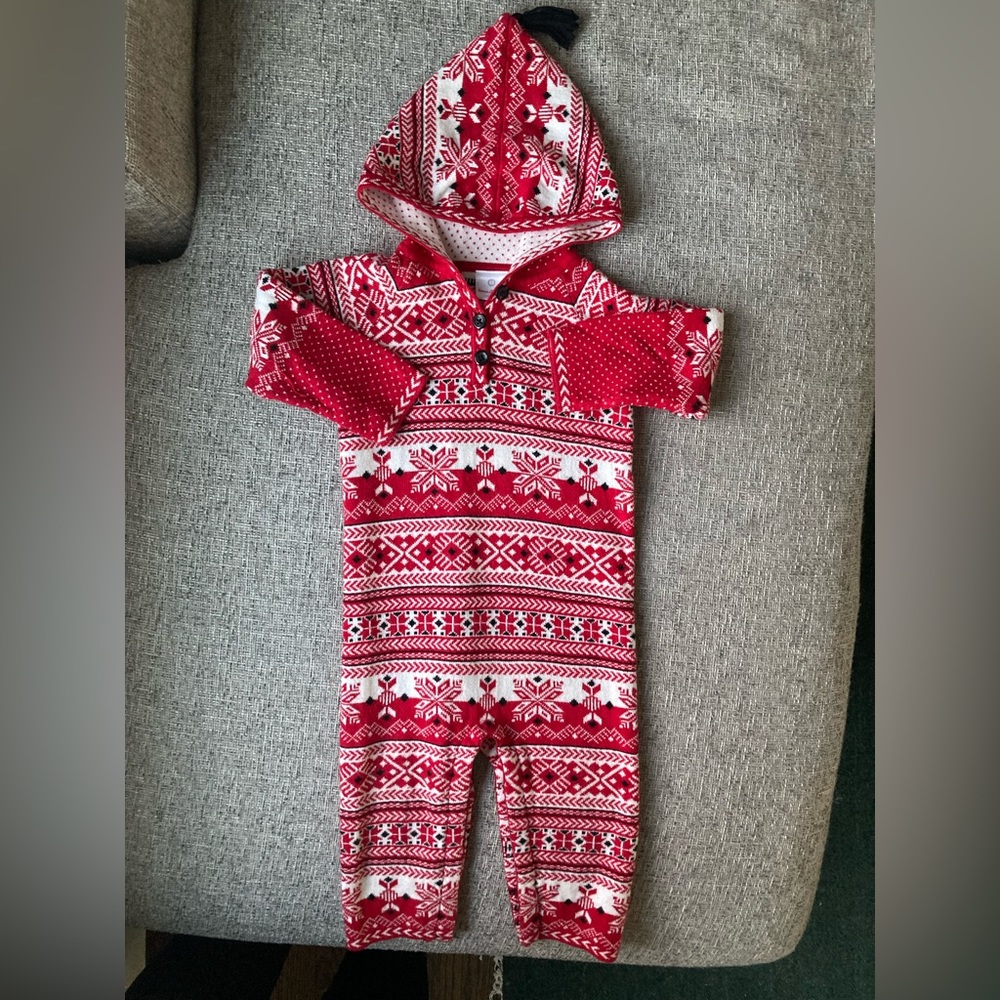 Hanna Anderrson Knit Red & White Winter Holiday Sweater One Piece Romper…
